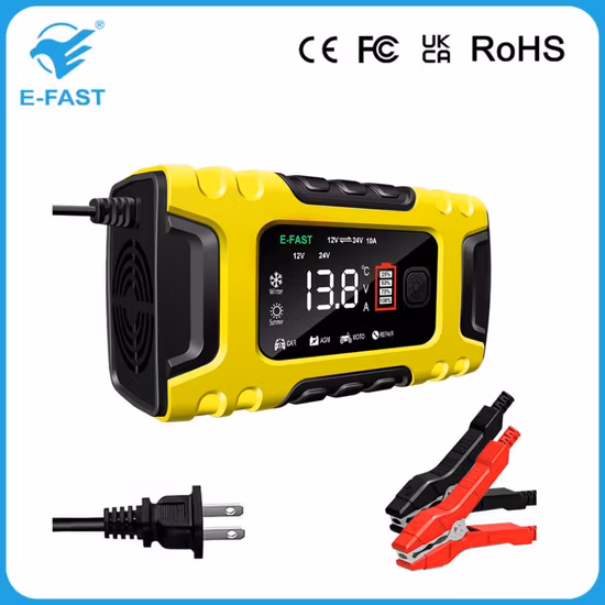 Интеллектуальное зарядное устройство для свинцово-кислотных аккумуляторов AGM Efb 12 В 24 В с корпусом из АБС-пластика